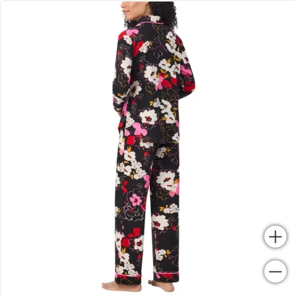 NWT‎ Room Service Women's Shawl Collar Pajama Set Black XXL